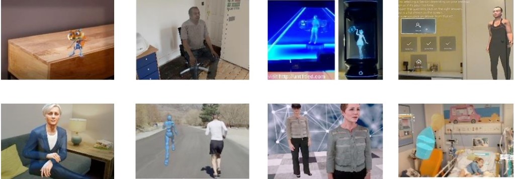 Pictures of the nine different holographic intelligent agents studied.